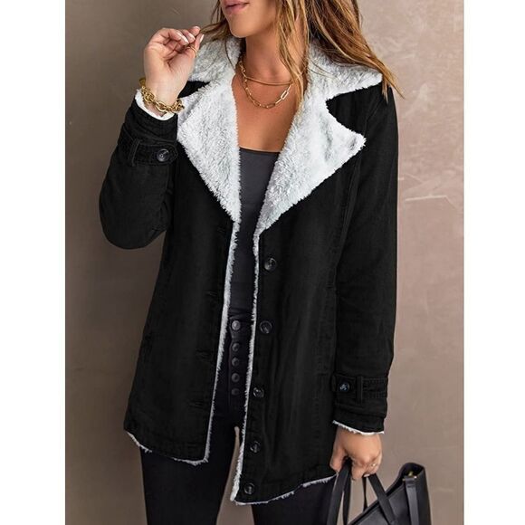 Fur Lined Black Jacket  - Picture 3 of 4